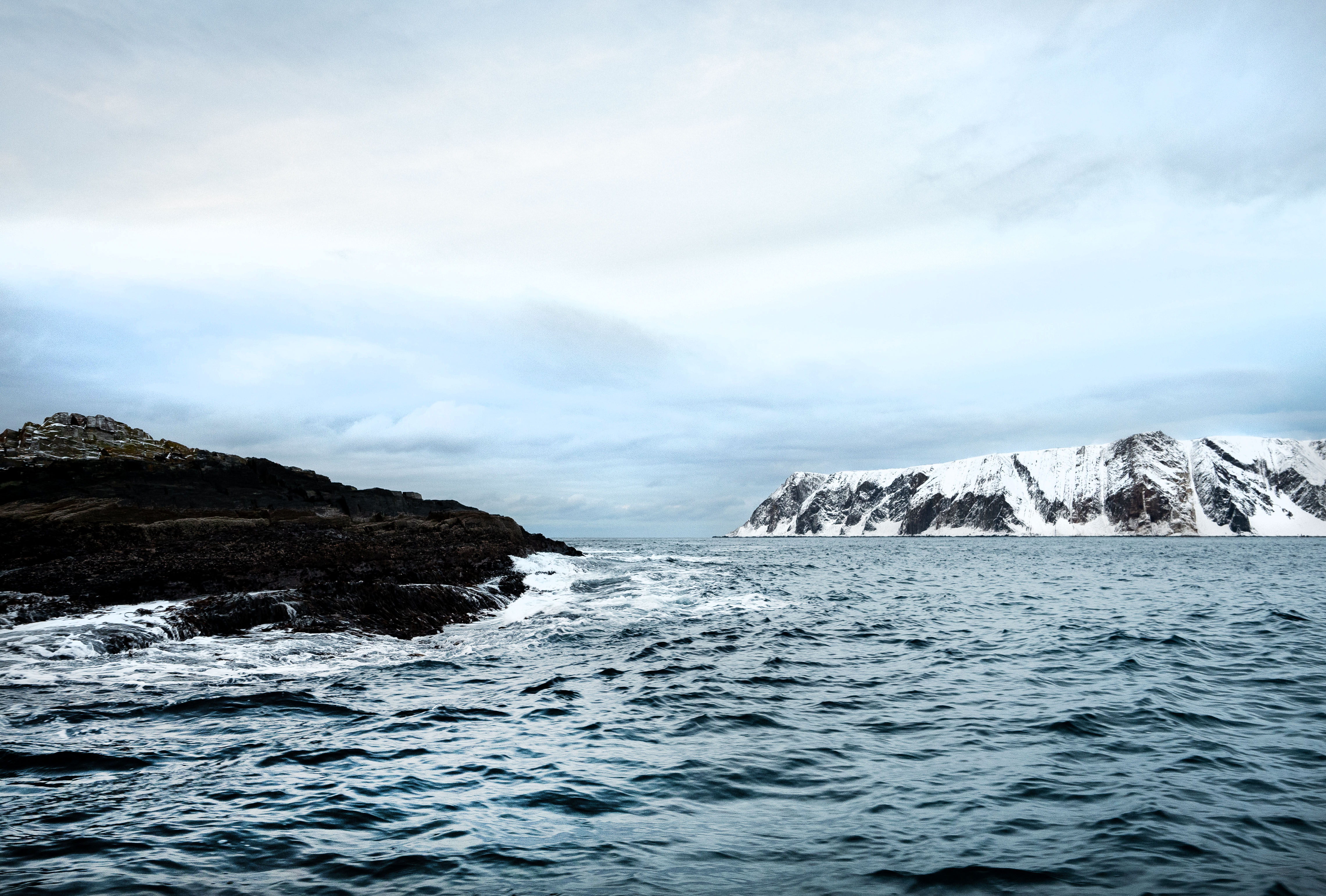 Winter landscape in the fjord