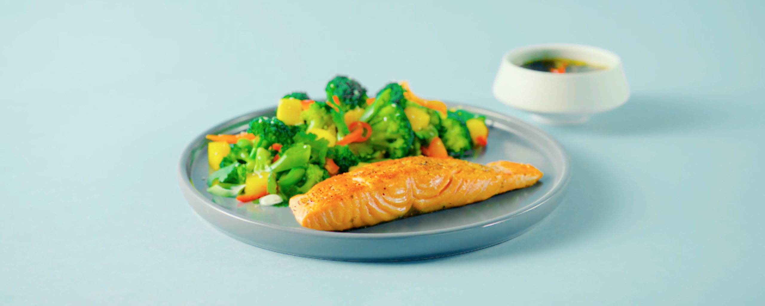 Stekt laksm ed ponzusaus